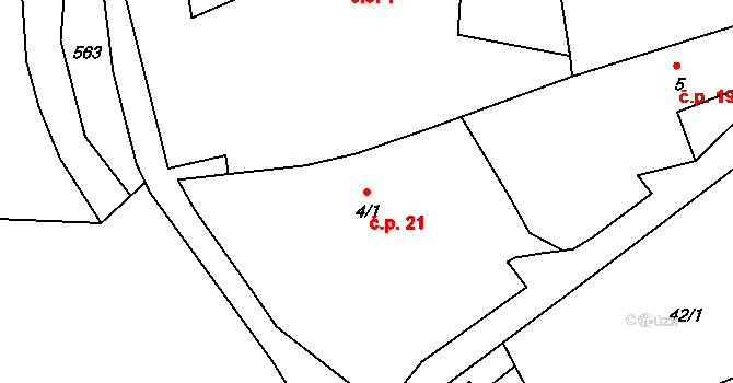 Beroun 21, Teplá na parcele st. 4/1 v KÚ Beroun u Starého Sedla, Katastrální mapa