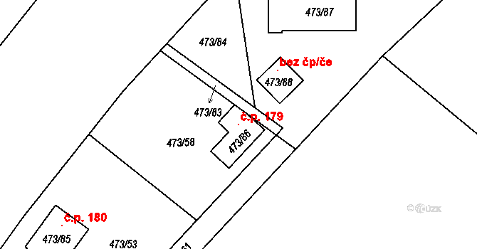 Libníč 179 na parcele st. 473/86 v KÚ Libníč, Katastrální mapa