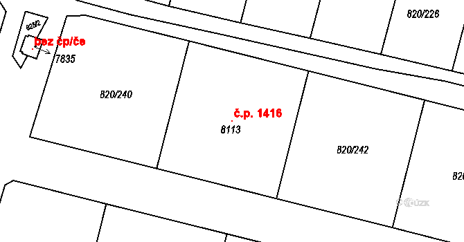 Horka-Domky 1416, Třebíč na parcele st. 8113 v KÚ Třebíč, Katastrální mapa