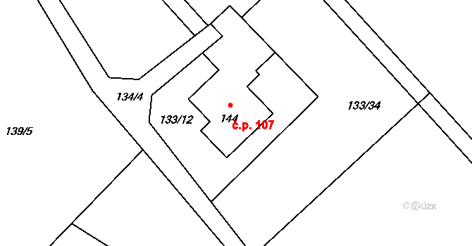 Horní Datyně 107, Vratimov na parcele st. 144 v KÚ Horní Datyně, Katastrální mapa
