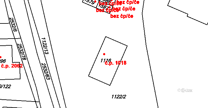 Dobříš 1018 na parcele st. 1116 v KÚ Dobříš, Katastrální mapa