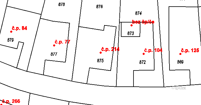 Horní Těrlicko 214, Těrlicko na parcele st. 875 v KÚ Horní Těrlicko, Katastrální mapa