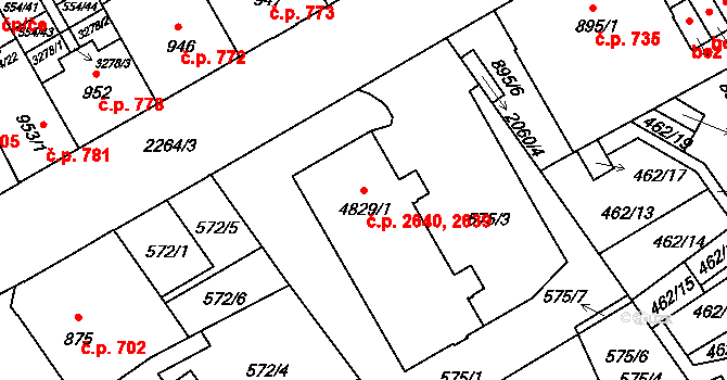Šumperk 2639,2640 na parcele st. 4829/1 v KÚ Šumperk, Katastrální mapa