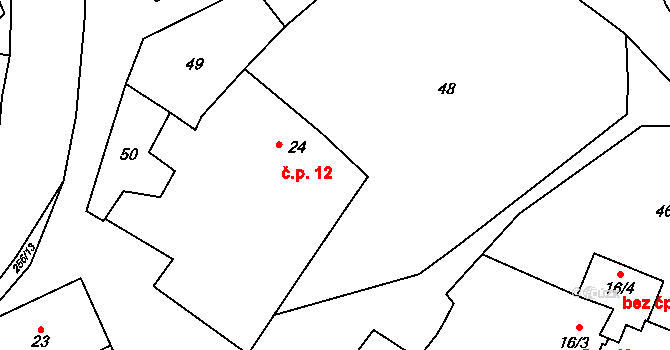 Jeřmaň 12, Bouzov na parcele st. 24 v KÚ Jeřmaň, Katastrální mapa