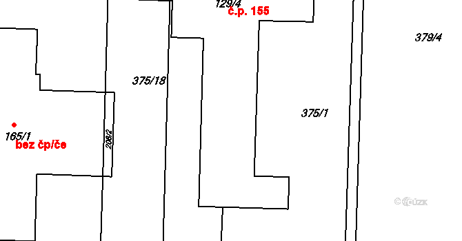 Libotenice 155 na parcele st. 129/4 v KÚ Libotenice, Katastrální mapa