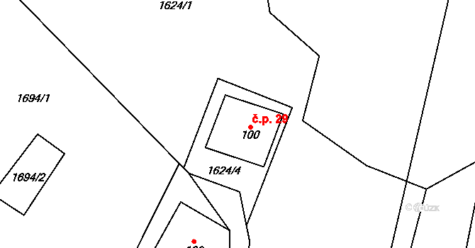 Bratrouchov 29, Jablonec nad Jizerou na parcele st. 100 v KÚ Bratrouchov, Katastrální mapa