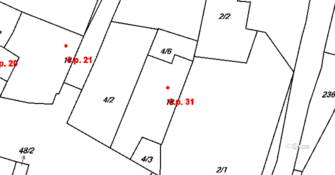 Slavošovice 31, Libín na parcele st. 18 v KÚ Slavošovice u Lišova, Katastrální mapa