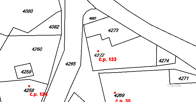Tasov 133 na parcele st. 4272 v KÚ Tasov, Katastrální mapa