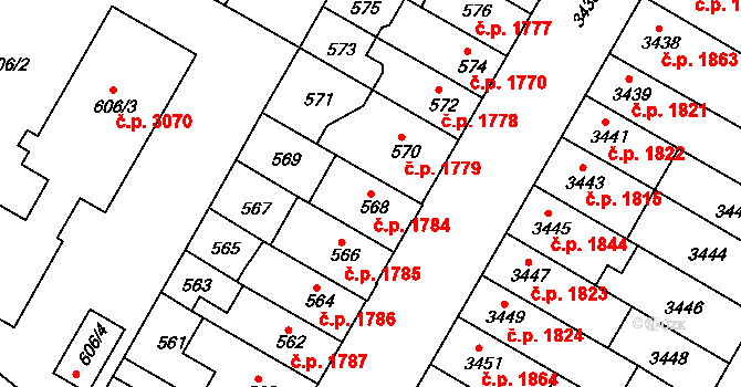 Žabovřesky 1784, Brno na parcele st. 568 v KÚ Žabovřesky, Katastrální mapa