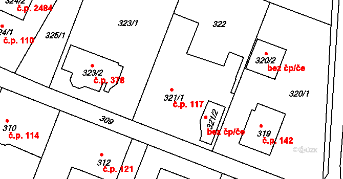 Klokoty 117, Tábor na parcele st. 321/1 v KÚ Klokoty, Katastrální mapa