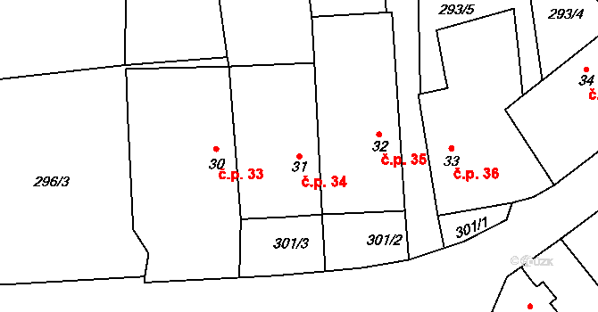 Vlásenice-Drbohlavy 34, Pelhřimov na parcele st. 31 v KÚ Vlásenice-Drbohlavy, Katastrální mapa