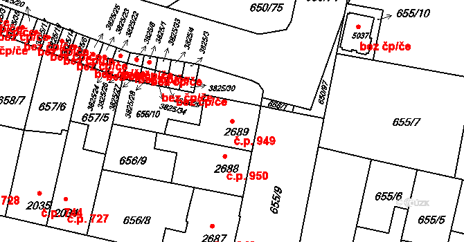 Kolín V 949, Kolín na parcele st. 2689 v KÚ Kolín, Katastrální mapa