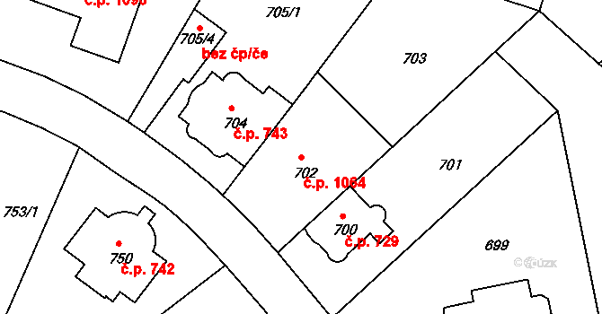 Nusle 1064, Praha na parcele st. 702 v KÚ Nusle, Katastrální mapa