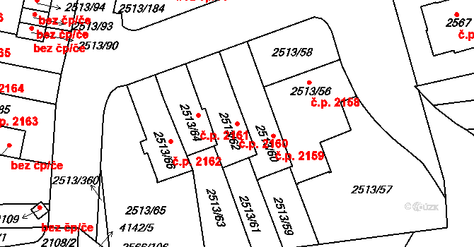 Dejvice 2160, Praha na parcele st. 2513/62 v KÚ Dejvice, Katastrální mapa