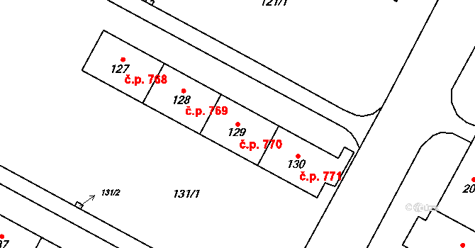 Šumbark 770, Havířov na parcele st. 129 v KÚ Šumbark, Katastrální mapa