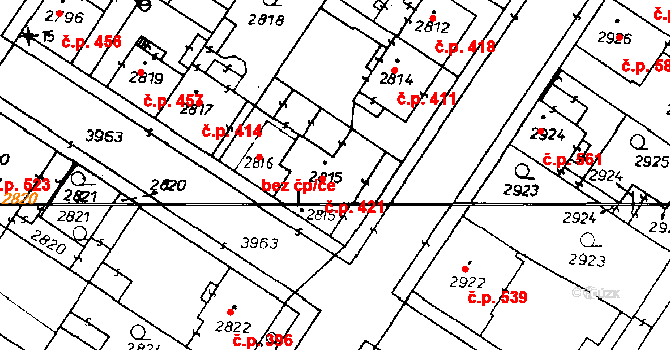 Poděbrady III 421, Poděbrady na parcele st. 2815 v KÚ Poděbrady, Katastrální mapa