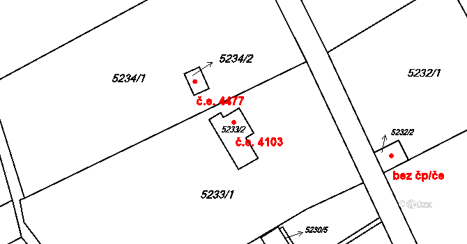Znojmo 4103 na parcele st. 5233/2 v KÚ Znojmo-město, Katastrální mapa