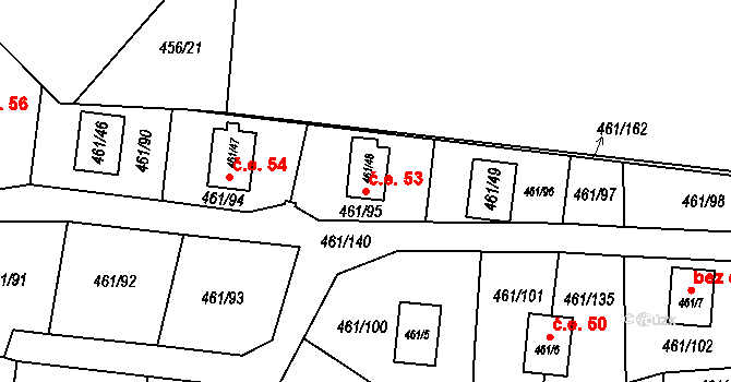 Koněšín 53 na parcele st. 461/48 v KÚ Koněšín, Katastrální mapa