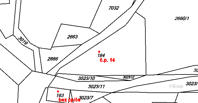 Mlékovice 14, Neveklov na parcele st. 184 v KÚ Mlékovice u Neveklova, Katastrální mapa