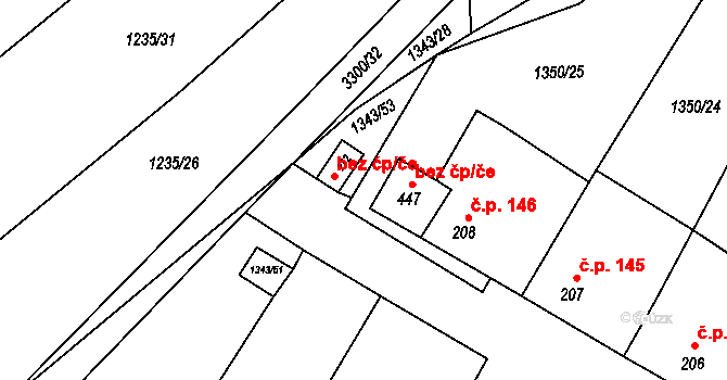 Březník 39464938 na parcele st. 447 v KÚ Březník, Katastrální mapa