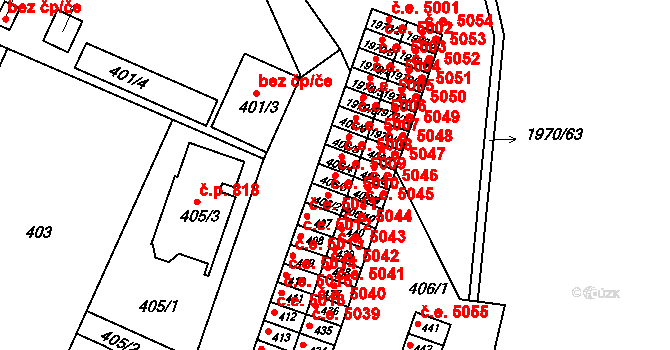 Kamenice nad Lipou 5009 na parcele st. 406/3 v KÚ Kamenice nad Lipou, Katastrální mapa