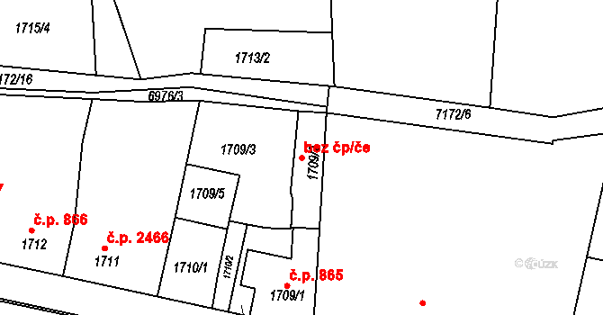 Boskovice 43085938 na parcele st. 1709/2 v KÚ Boskovice, Katastrální mapa