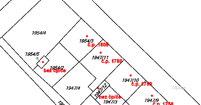 Předměstí 1780, Opava na parcele st. 1947/11 v KÚ Opava-Předměstí, Katastrální mapa
