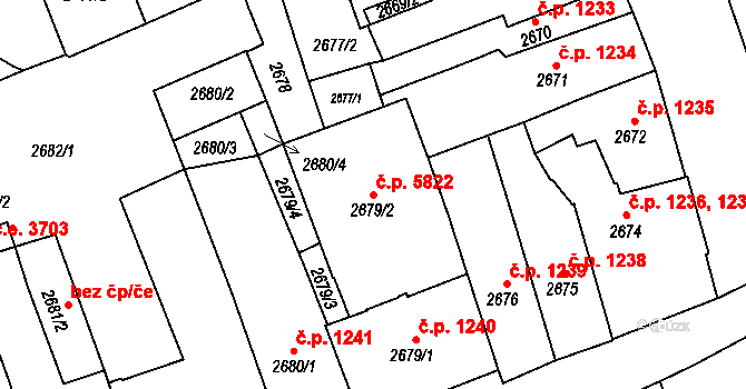 Jihlava 5822 na parcele st. 2679/2 v KÚ Jihlava, Katastrální mapa