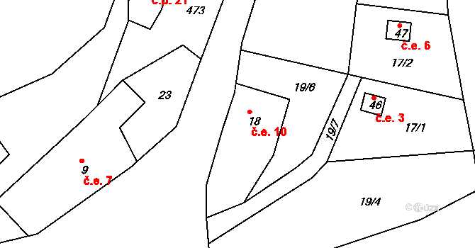 Nuzerov 10, Sušice na parcele st. 18 v KÚ Nuzerov, Katastrální mapa