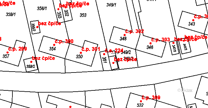 Velké Opatovice 224 na parcele st. 351 v KÚ Velké Opatovice, Katastrální mapa