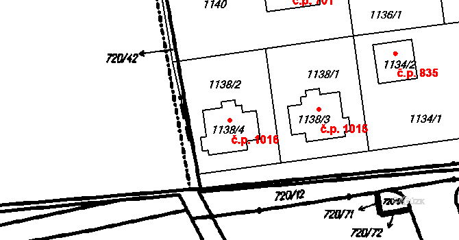 Šeberov 1016, Praha na parcele st. 1138/4 v KÚ Šeberov, Katastrální mapa
