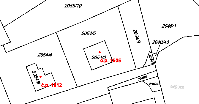 Lutyně 1505, Orlová na parcele st. 2054/6 v KÚ Horní Lutyně, Katastrální mapa
