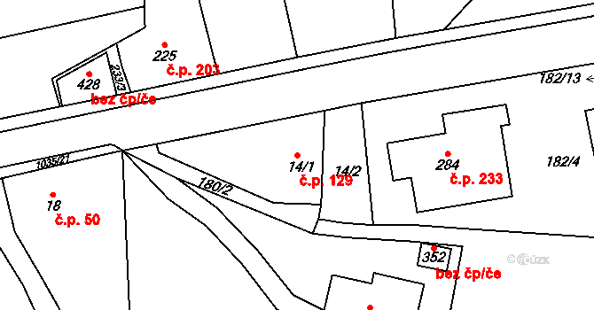 Horní Kostelec 129, Červený Kostelec na parcele st. 14/1 v KÚ Horní Kostelec, Katastrální mapa
