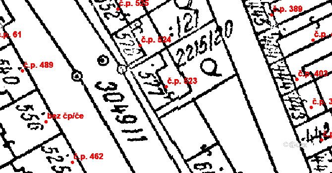 Tvrdonice 523 na parcele st. 577 v KÚ Tvrdonice, Katastrální mapa