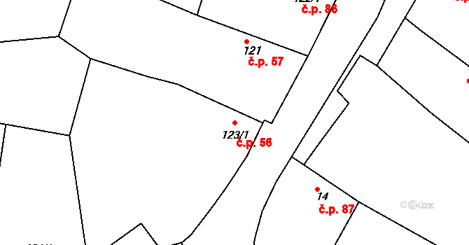 Lukov 56 na parcele st. 123/1 v KÚ Lukov nad Dyjí, Katastrální mapa