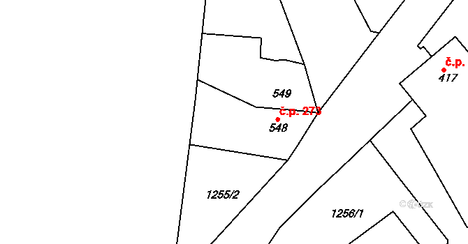 Čáslav-Nové Město 273, Čáslav na parcele st. 548 v KÚ Čáslav, Katastrální mapa