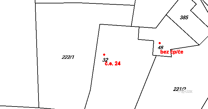 Luhov 24, Toužim na parcele st. 32 v KÚ Luhov u Toužimi, Katastrální mapa