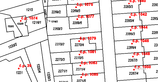 Lyžbice 1079, Třinec na parcele st. 2270/4 v KÚ Lyžbice, Katastrální mapa