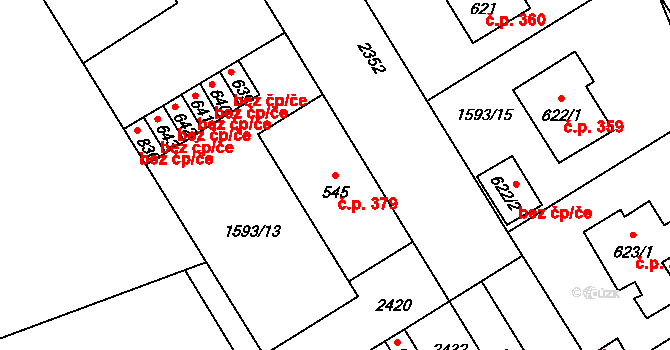 Dašice 379 na parcele st. 545 v KÚ Dašice, Katastrální mapa