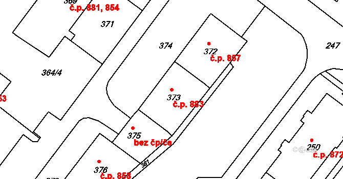 Rýmařov 883 na parcele st. 373 v KÚ Rýmařov, Katastrální mapa