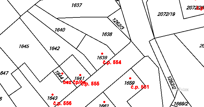 Libušín 554 na parcele st. 1639 v KÚ Libušín, Katastrální mapa