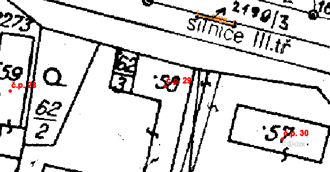 Paseka 29 na parcele st. 22 v KÚ Paseka u Šternberka, Katastrální mapa