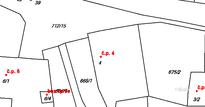 Tuchonice 4, Žimutice na parcele st. 4 v KÚ Tuchonice, Katastrální mapa