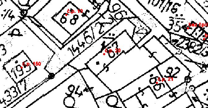 Těmice 20 na parcele st. 67 v KÚ Těmice u Kamenice nad Lipou, Katastrální mapa