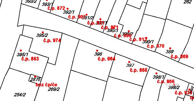 Litovel 864 na parcele st. 396 v KÚ Litovel, Katastrální mapa