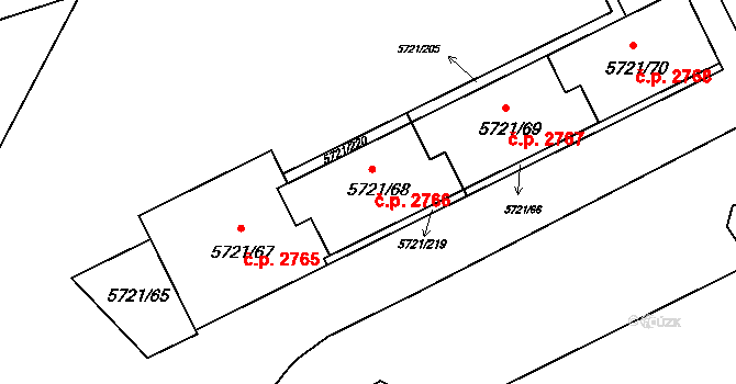 Záběhlice 2766, Praha na parcele st. 5721/68 v KÚ Záběhlice, Katastrální mapa