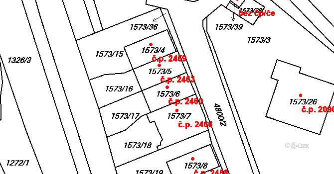 Dejvice 2460, Praha na parcele st. 1573/6 v KÚ Dejvice, Katastrální mapa