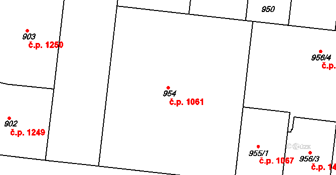 Holešovice 1061, Praha na parcele st. 954 v KÚ Holešovice, Katastrální mapa