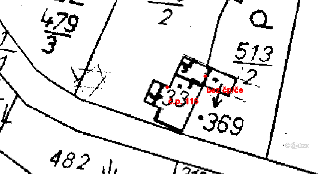 Žibřidice 115, Křižany na parcele st. 33 v KÚ Žibřidice, Katastrální mapa