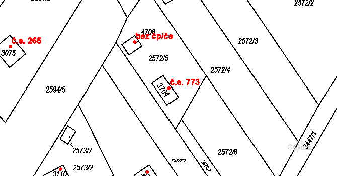 Česká Třebová 773 na parcele st. 3704 v KÚ Česká Třebová, Katastrální mapa